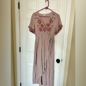 JessaKae Mauve Floral Wrap Dress